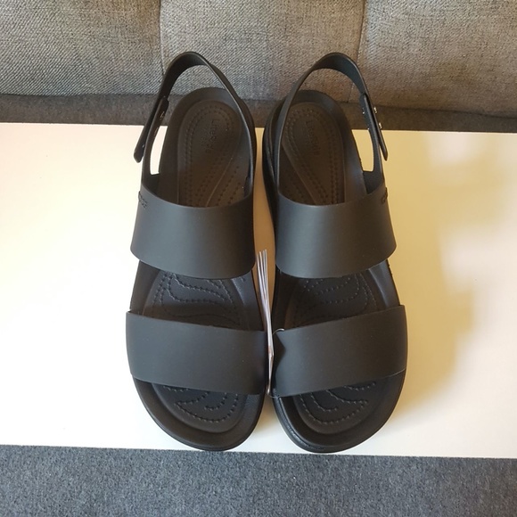 NWT Crocs Women's Wedge Chunky Platform Sandals - Black - Picture 7 of 10